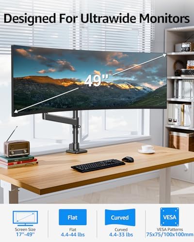 MOUNTUP Odyssey G9 Tall Monitor Arm Holds 4.4-44 lbs for 32-49 Inch Screens - Image 2
