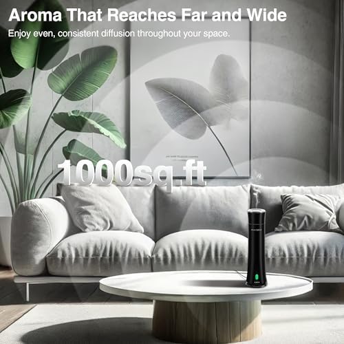 Hotel Scent Diffuser Starter Kit - 1500 Sq Ft Coverage, Premium Plastic Essential Oil Diffuser, Waterless Diffuser for Home, Hotel, Office, 5 Scent Essential Oils Included, Large Room, Black, 11In - Image 3
