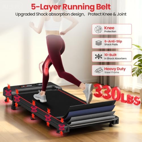 CHAOKE Walking Pad Treadmill for Home, 6.2MPH Under Desk Walking Pad with 9% Incline for Office Small Spaces, 2.75HP Quiet Running Machines, Remote Control, 330LBS Capacity, 12 HIIT Programs - Image 4
