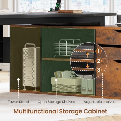 SEDETA 71" L Shaped Executive Desk with File Cabinet & Power Outlet - Image 6