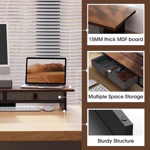 Fenge 35 Inch Monitor Stand with Drawer Storage, Computer Riser for Desk - Image 3