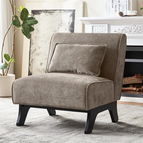 Armless Accent Chair Comfy Upholstered Modern Living Room Side Chair by womina
