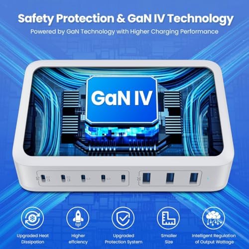 USB C Charger 415W USB C Charger Block, 8-Ports GaN IV Fast Charging Station Hub, Dual PD 100W Laptop Charger Adapter,for MacBook Pro/Air/iPad/iPhone16/15/14/Apple Watch/DELL/Samsung for Home Office - Image 3