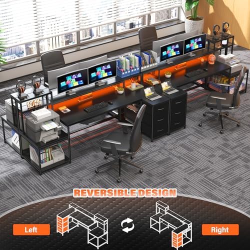 EnHomee 71" L Shaped Gaming Desk with Long Integrated Monitor Shelf - Image 4
