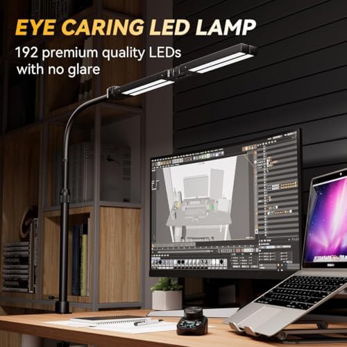 Adjustable LED Desk Lamp with Clamp & Remote, Wide 4-Head - Image 4