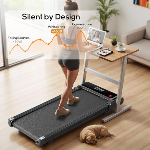 Walking Pad Under Desk Treadmill, Portable Compact Electric Walking Treadmill, Quiet Fitness Machine with Remote Control & LED Display for Home Office - Image 6