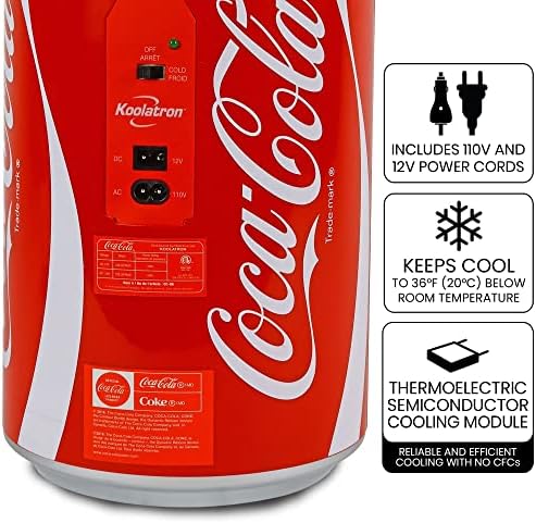 Koolatron Coca-Cola Portable 8 Can Thermoelectric Mini Fridge 5.4 L/ 5.7 Quarts Capacity, 12V DC/110V AC Cooler for home, cabin, beer, beverages, snacks, skincare, cosmetics, medication, Red CC06 - Image 4