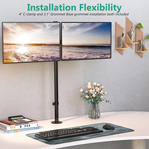 WALI Extra Tall Dual LCD Monitor Fully Adjustable Desk Mount Fits 2 Screens up to 27 inch, 22 lbs. Weight Capacity per Arm (M002XL), Black - Image 5