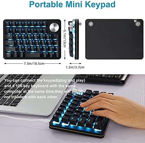 Koolertron One-Handed 45-Key Programmable Macro Keypad, Red Switch - Image 5