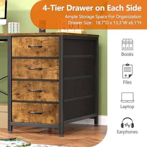 60 Inch Computer Desk with 8 Drawers for Home Office, Bedroom, Living Room - Image 7