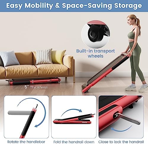 Goplus 2 in 1 Under Desk Treadmill, 2.25HP Superfit Folding Treadmill with Touch Panel Control, App Control, Remote Control, Bluetooth Speaker, Foldable Walking Treadmills for Home Office - Image 6