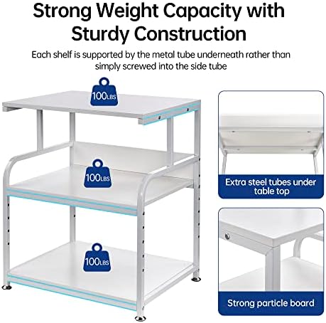 Fannova White Printer Stand Table, 23.6"x18.9"x30" Large Size with Storage - Image 3