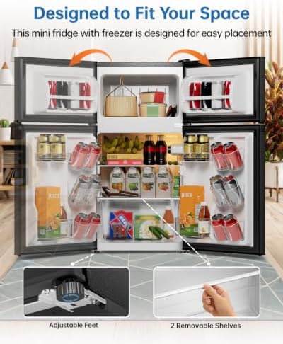 3.2 Cu Ft Mini Fridge with Freezer, Double Door Upright Freezer - Image 6