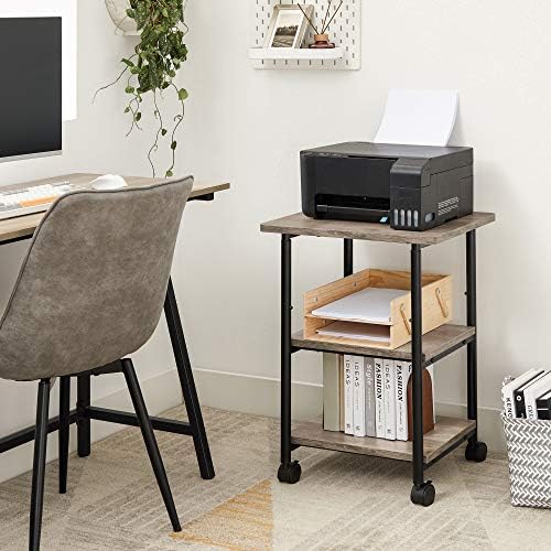 VASAGLE 3-Tier Printer Stand with Locking Wheels, Under Desk Printer Table - Image 3