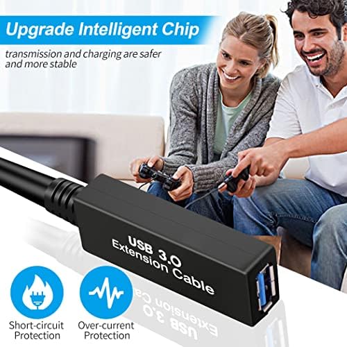 100FT USB 3.0 Active Extension Cable, USB 3.0 Extension Cord A-Male to A-Female, With High-Speed Data Signal Amplifier, Compatible With Quest 3,VR,Rift,360 Kinect,Xbox,Webcam,PS4, HD Camera or More - Image 3