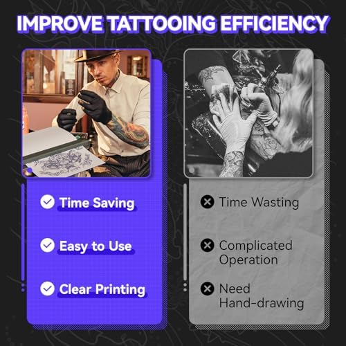 PeriPage P90 Wireless Tattoo Stencil Printer - Portable Thermal Printer with Bluetooth & USB for Smartphone/PC, 5 Free Stencil Papers & USB-C Cable Included, Professional & Beginner - Image 3