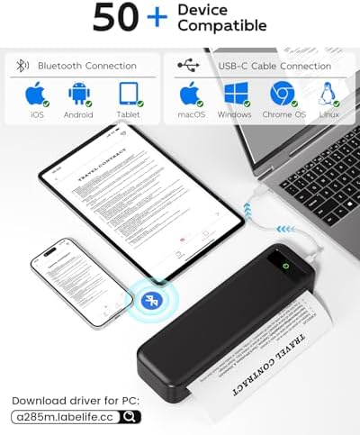 Portable Printers Wireless for Travel, Inkless Thermal Printer with Case - Image 2