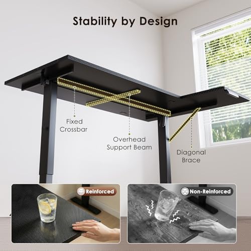 OffiGo 55" Reversible L Shaped Electric Standing Desk, Carbon Fiber Black - Image 5