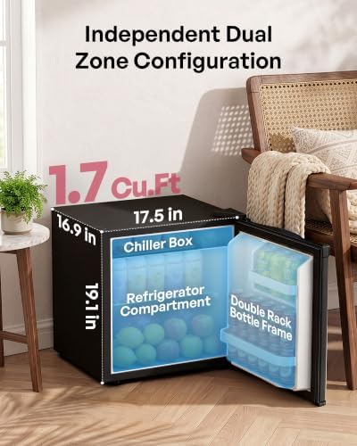 Icyglee 1.7 Cu.Ft Mini Fridge with Freezer, Compact Refrigerator, Black - Image 2