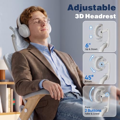 Ergonomic Office Chair, High Back Home Desk Chair with Flip-Up Arms, 3D Headrest, 90-120° Tilt and Wide Cushion Seat, Big and Tall Computer Chairs for Man Woman, Mesh Chair Black Woodgrain - Image 4