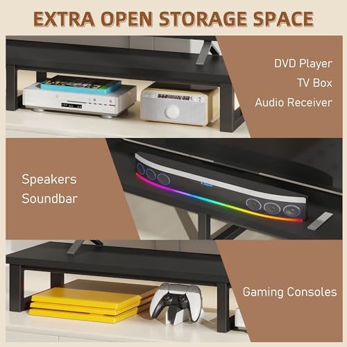 YAOHUOO 59" Large TV Riser for 32-75 inch TV, TV Riser Stand Shelf,Black - Image 5