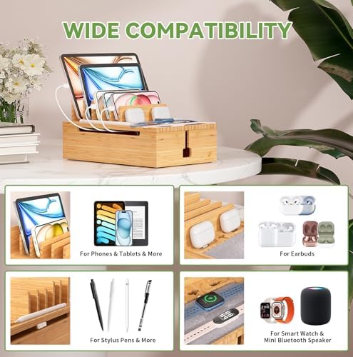 Pezin & Hulin Bamboo Charging Station-Natural, (No USB Charger and Cables) - Image 6