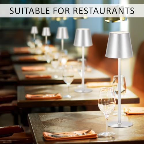 Retisee 12 Pack Cordless Table Lamp Portable Rechargeable Lamp, Silver - Image 4