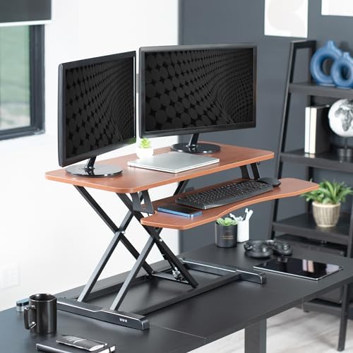 VIVO Dark Walnut 36 in Standing Desk Converter, DESK-V036KA - Image 2