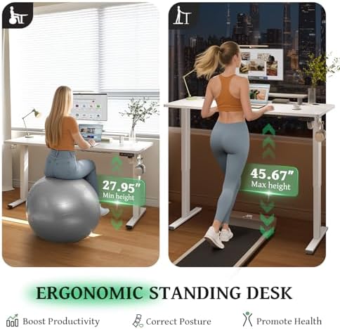 Electric Standing Desk Adjustable - 55 x 24 Inch Sit Stand up Desk with 0.8 Inch Thick Tabletop - Adjustable Height Table with 3 Memory Preset, Cable Management for Home Office - Image 3