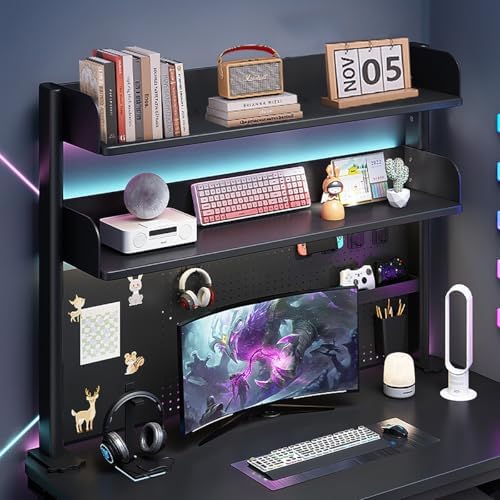 Clamp on Desk Shelf with Pegboard, Desktop Organization Bookshelf - Image 4