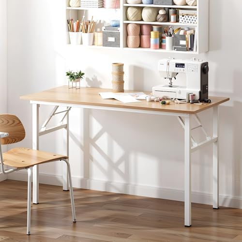 Need Office Computer Desk 47.2x23.6 in Sturdy Folding Laptop Table Pink Oak - Image 2