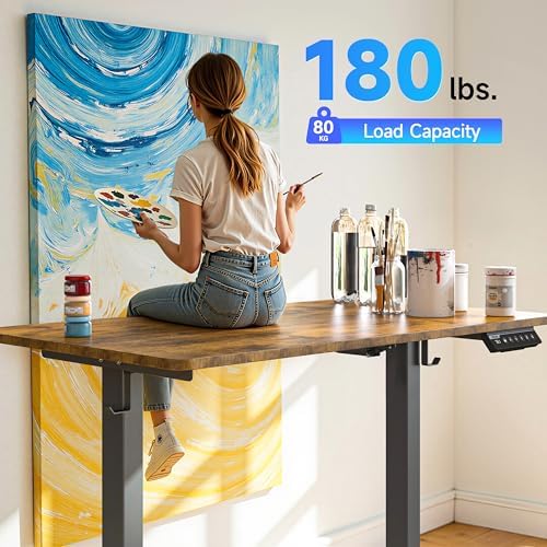 BIZUM 40x24 Inch Electric Standing Desk with Memory Presets, Quiet Motor Height Adjustable Stand Up Desk for Home Office & Gaming, Ergonomic Sit Stand Workstation, Rustic Brown - Image 5