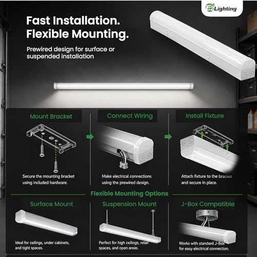 E2 LIGHTING 4ft LED Linear Shop Light, Emergency Battery Backup - Image 5