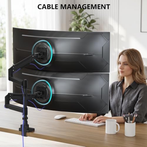 WALI Vertical Dual Monitor Arm for 13-49 inch Curved Screens, up to 44 lbs - Image 6