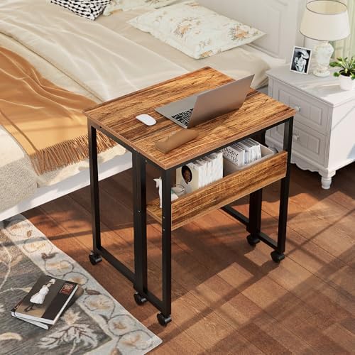 GreenForest Folding Desk with Wheels, 24.8" Rolling Table for Small Spaces - Image 2