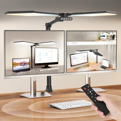 36W LED Desk Lamp with Clamp, Dual-Head Architect Lamp with Remote, Black by Unknown