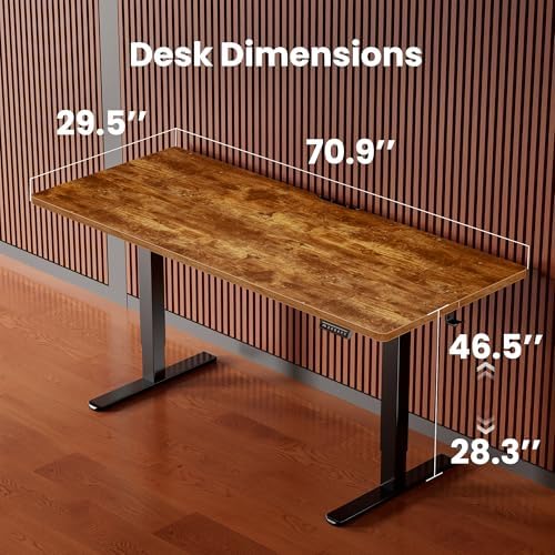 ErGear Height Adjustable Electric Standing Desk, 71 x 30 Inches Sit Stand up Desk, Memory Computer Home Office Desk, Vintage Brown - Image 3