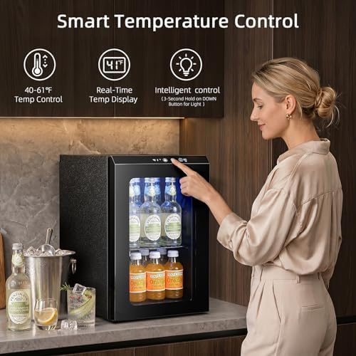 Antarctic Star 18L Mini Fridge Cooler 24Can, Beverage Refrigerator with Quiet Compressor, LED Light,Freestanding Small Fridge with Electronic Temperature Control for Home and Bar(40-61 ℉) - Image 4
