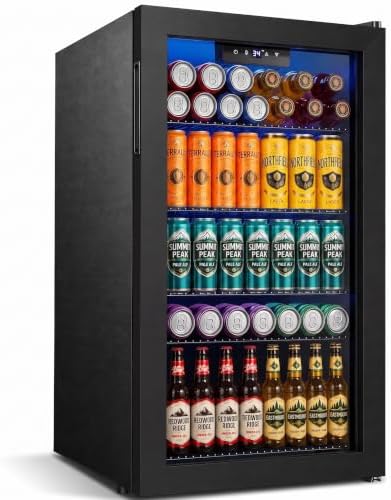 Feelfunn 3.2 Cu.Ft Glass Door Beverage Refrigerator, 126 Can Mini Fridge by Feelfunn