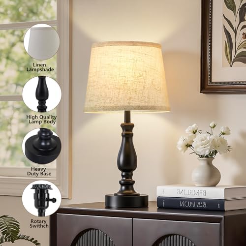 EJIAXIN Table Lamp Set of 2-19" Small Bedside Lamps Modern Lamp for Bedroom Living Room Lamps for Night Stands - Desk Lamps for Home Office End Tables Nightstand Lamps with Beige Linen Shades - Image 4