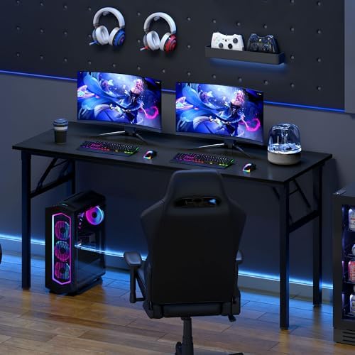 Need Office Computer Desk 60 Inch Sturdy Folding Laptop Table Black - Image 5