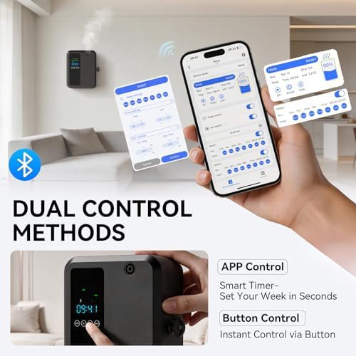 Waterless Essential Oil Diffuser 500ml, Bluetooth APP Control Cold Air Scent Machine, Wall Mounted Large Room Diffuser, 2000 sq ft Coverage, Black - Image 5