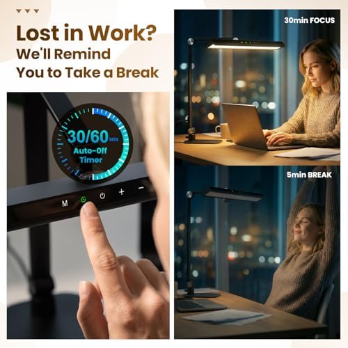 LIONVISON Desk Lamps for Home Office: Dimmable Eye-Caring LED Desk Light - Image 3