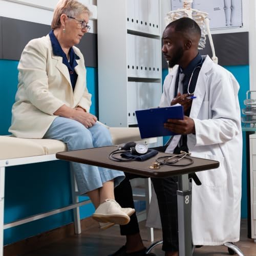 Vaunn Medical Adjustable Overbed Bedside Table with Wheels (Hospital and Home Use) - Image 2