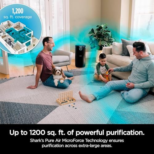 Shark Air Purifier MAX with NanoSeal HEPA, Clean Sense IQ, Odor Lock, Filters up to 1200 Sq. Ft. and 99.98% of Airborne Particles, 0.1–0.2 Microns, Grey, HP202 (Renewed) - Image 4