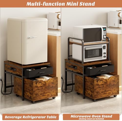 Unikito Mini Fridge Stand with Storage Drawer and Power Outlet - Image 4