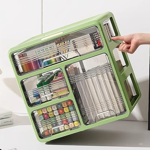 Transparent Panel Desktop Bookshelf, Polypropylene Desktop Organizer, Countertop Storage Rack Desktop Shelf, Desk Hutch Supplies Storage Shelf, Display Rack for Office, Dorm, Home(Green,44cm) - Image 4
