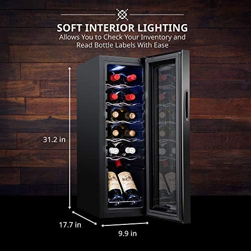 Ivation 12 Bottle Compressor Wine Cooler, Freestanding Fridge w/Lock, Black - Image 4