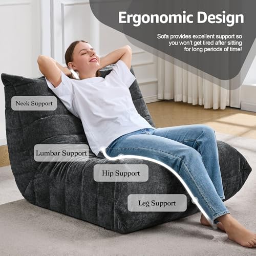 Hobestluk Adults Bean Bag Chair Faux Fur BeanBag Couch for Living Room - Image 5