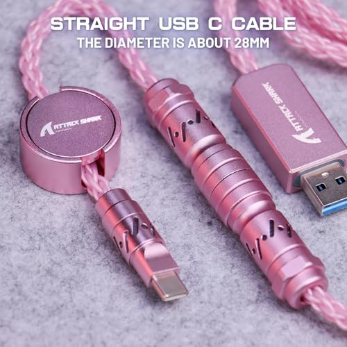 ATTACK SHARK C07 Custom Braided Aviator Cable with Light Up RGB-Pink - Image 2